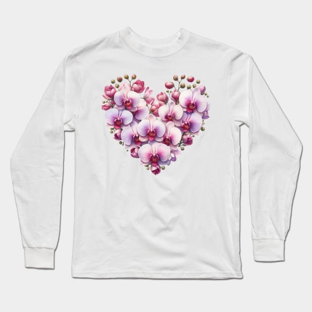 Heart Shaped Flowers Long Sleeve T-Shirt by Chromatic Fusion Studio